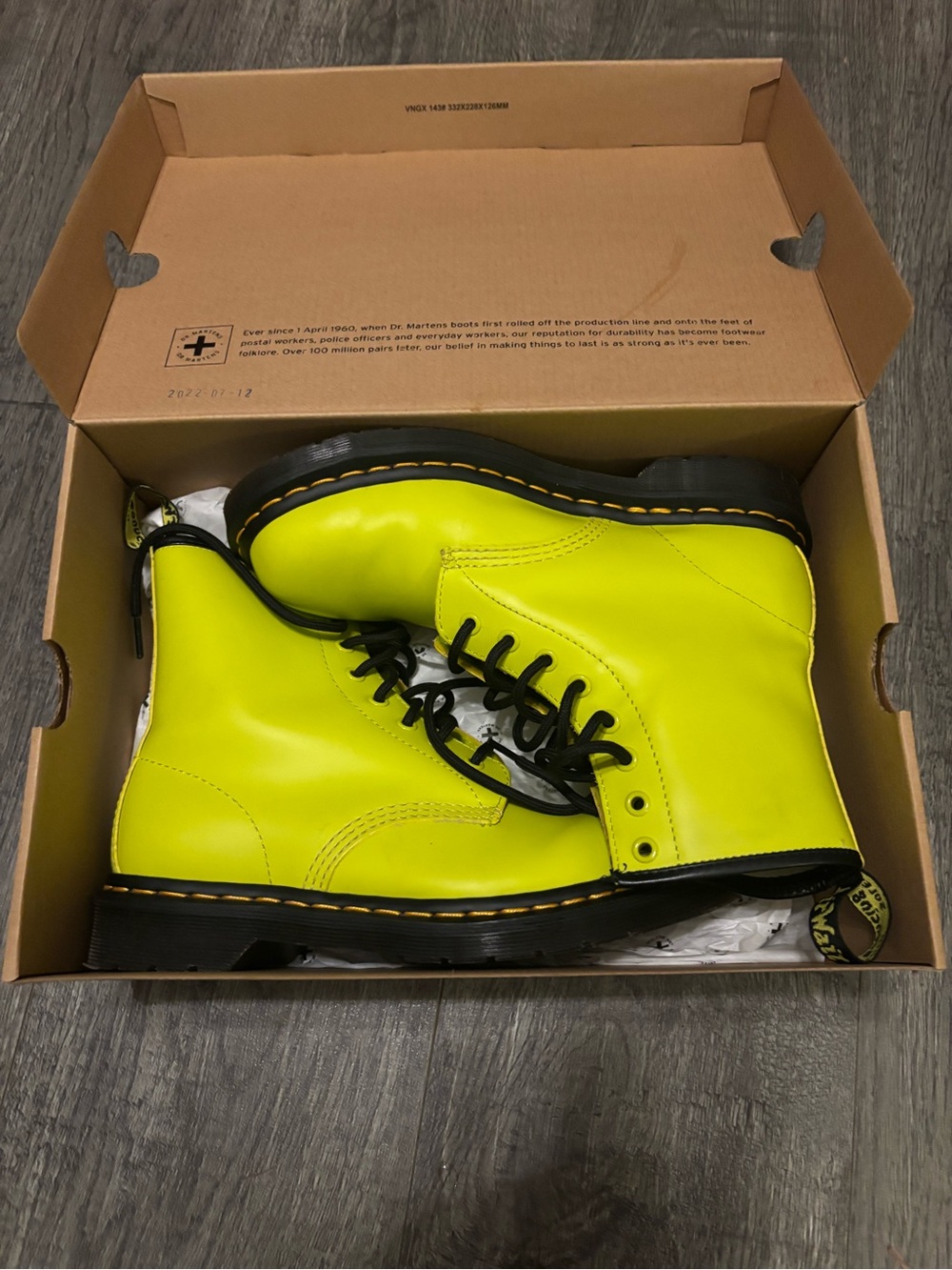 Dr. Martens Bright Yellow 1460 Leather Lace-Up Boots